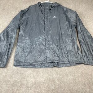 Kelty Windbreaker Rain Jacket Unisex XL Gray Hooded Full‎ Zip Outdoor Hiking